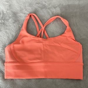 Lululemon Energy Longline Ribbed Bra Luxtreme in size 10 color is Sunny Coral